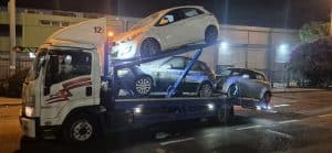הגרר של eco-car בדרך למרגש פירוק